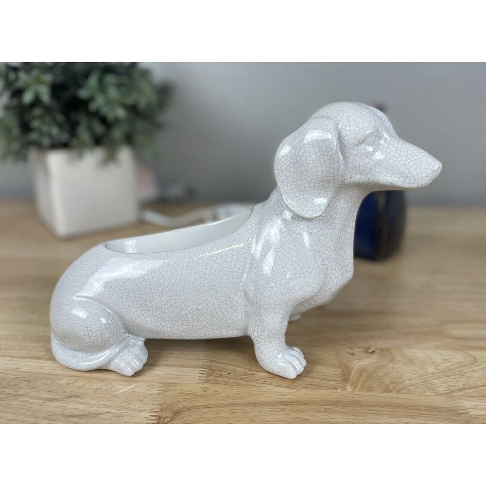 Retired White Crackle Scentsy Dachshund Warmer Weiner Dog Wax Element Warmer
